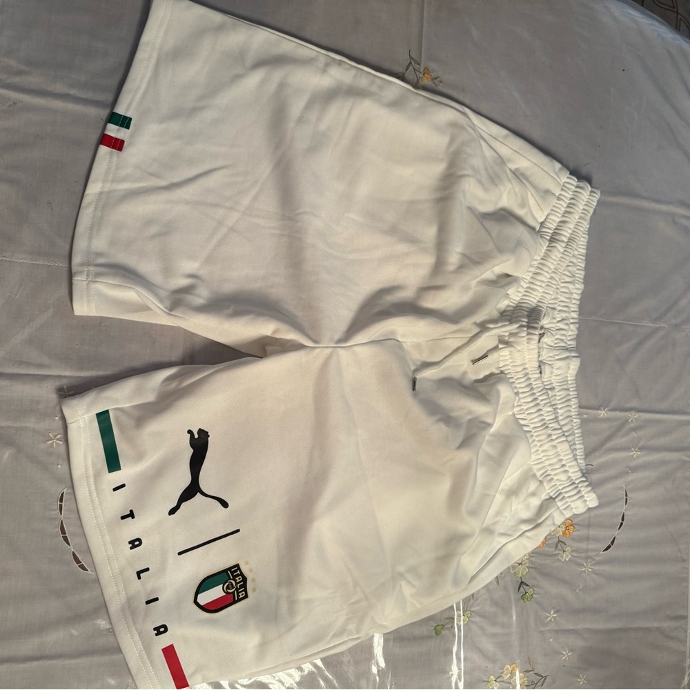 Puma White Athletic Shorts with Italian Flair